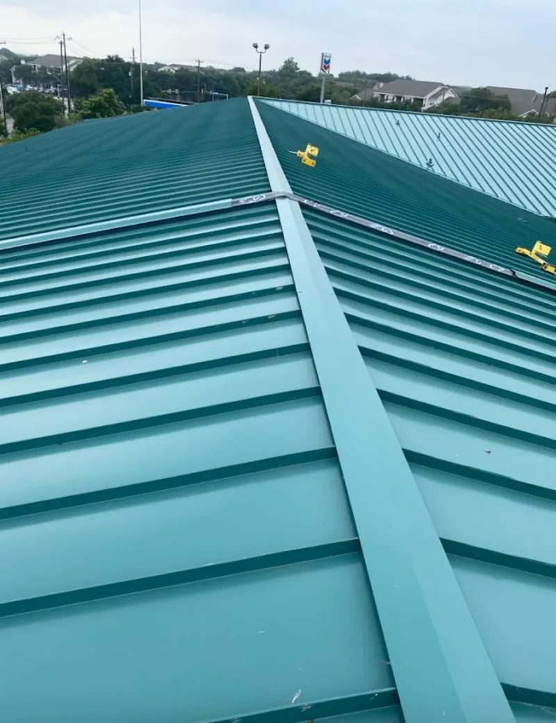 Green commercial metal roof ridge and valley for Metal Roof Repair in Carroll
